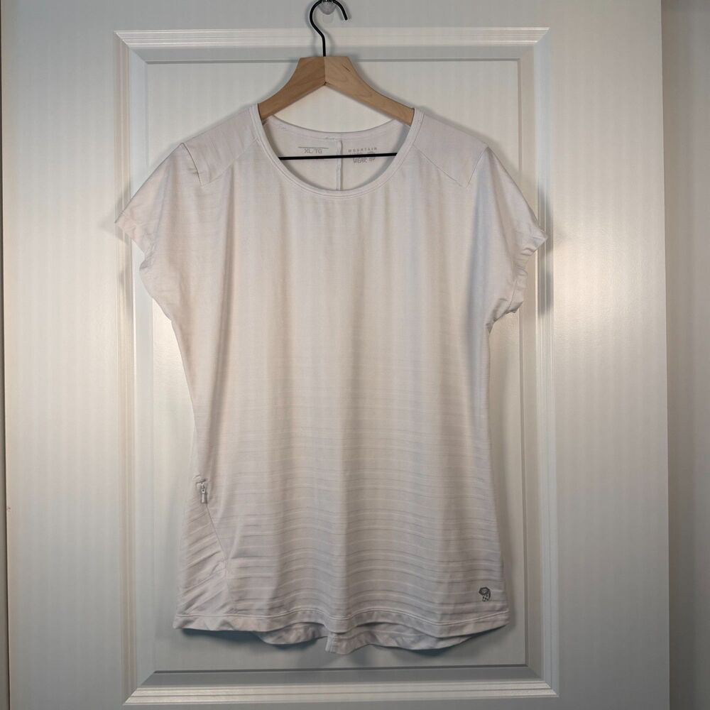 Mountain Hardwear Mighty Stripe Short Sleeve Top Women's XL White UPF 30